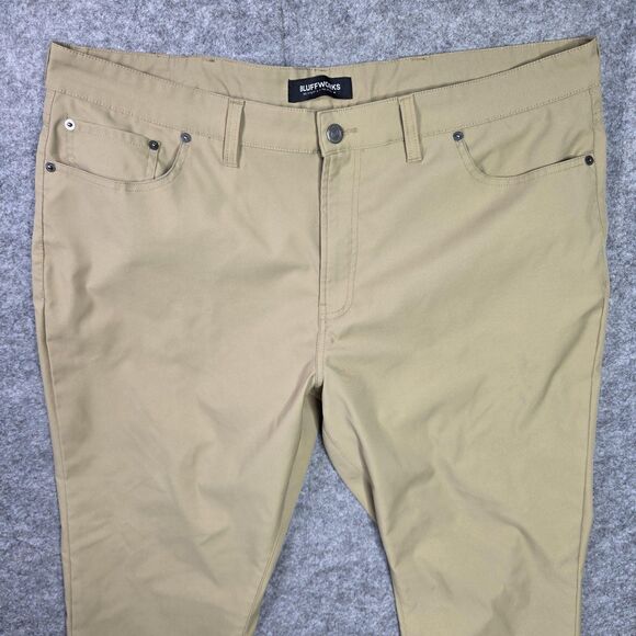 Bluffworks‎ Pants Mens 40x30 Khaki Ascender Slim Fit Travel Chino Performance - Picture 2 of 8